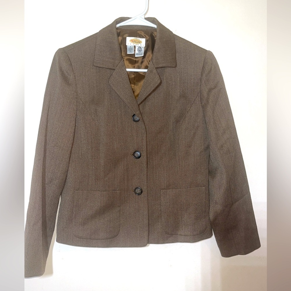 Talbots petites 100% Wool brown blazer women’s Size 4